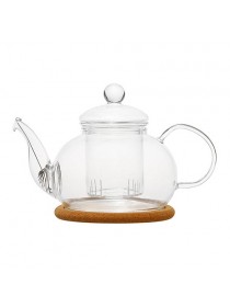 Чайник стеклянный "Орхидея" с заварочной колбой и пробковой подставкой (800 мл)